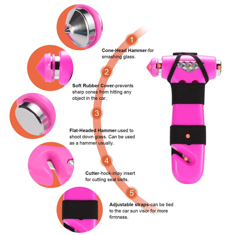 THINKWORK Car Safety Hammer Gift for Women, Three-in-One Tool with Window Breaker and Seat Belt Cutter, Safety Emergency Car Escape Tool for Family, Children. - Image 2